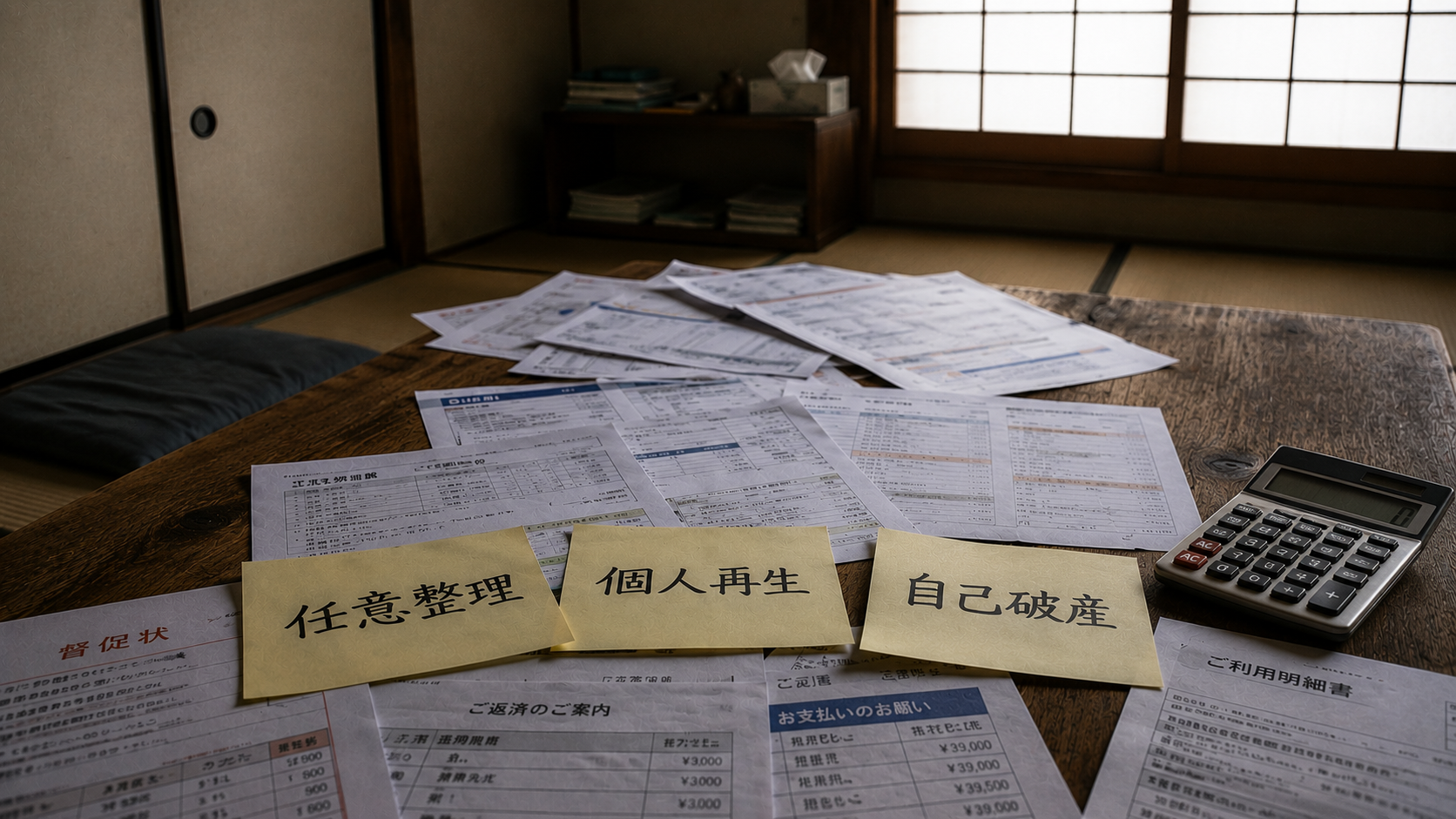 借金2000万円を抱え債務整理の任意整理・個人再生・自己破産を比較するイメージ